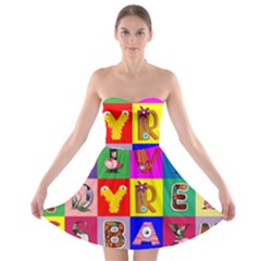 Alphabet Pattern Strapless Bra Top Dress