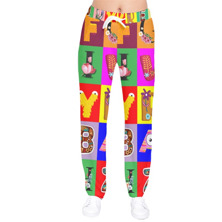 Alphabet Pattern Women velvet Drawstring Pants