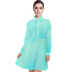 Blue Green Shades Long Sleeve Chiffon Shirt Dress by designsbymallika