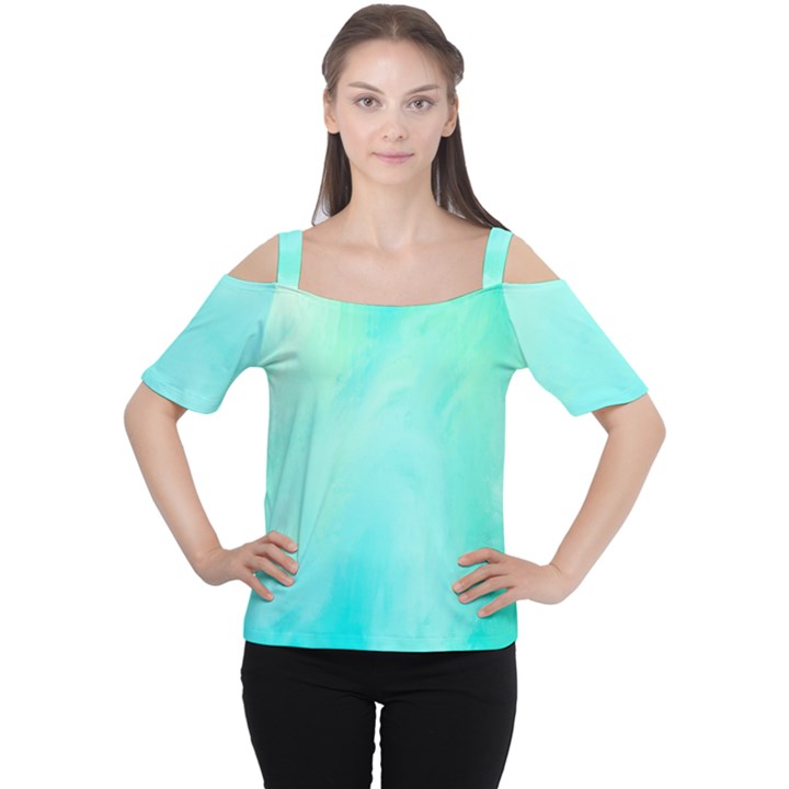 Blue Green Shades Cutout Shoulder Tee