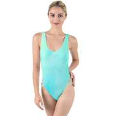 Blue Green Shades High Leg Strappy Swimsuit by designsbymallika