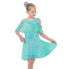 Blue Green Shades Kids  Shoulder Cutout Chiffon Dress by designsbymallika