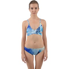 Blue Shaded Design Wrap Around Bikini Set by designsbymallika