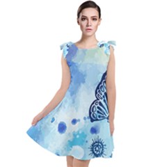 Blue Shaded Design Tie Up Tunic Dress by designsbymallika
