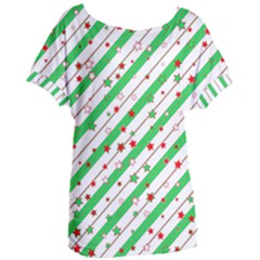 Christmas Paper Stars Pattern Texture Background Colorful Colors Seamless Copy Women s Oversized Tee