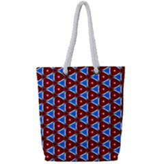 Pattern Triangles Seamless Red Blue Seamless Pattern Texture Seamless Patterns Repetition Full Print Rope Handle Tote (small) by Vaneshart