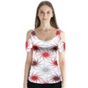 Pearl Pattern Floral Design Art Digital Seamless Butterfly Sleeve Cutout Tee  View1