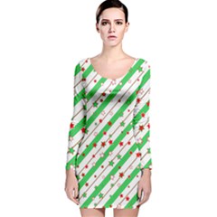 Christmas Paper Stars Pattern Texture Background Colorful Colors Seamless Long Sleeve Velvet Bodycon Dress