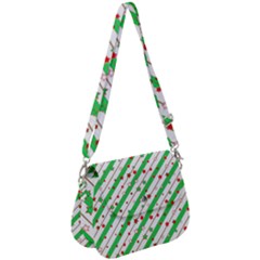 Christmas Paper Stars Pattern Texture Background Colorful Colors Seamless Saddle Handbag by Vaneshart
