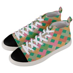Abstract Seamlesspattern Graphic Lines Vintage Background Grunge Pattern Colorful Men s Mid-top Canvas Sneakers