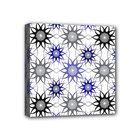 Pearl Pattern Floral Design Art Digital Seamless Blue Black Mini Canvas 4  X 4  (stretched) by Vaneshart