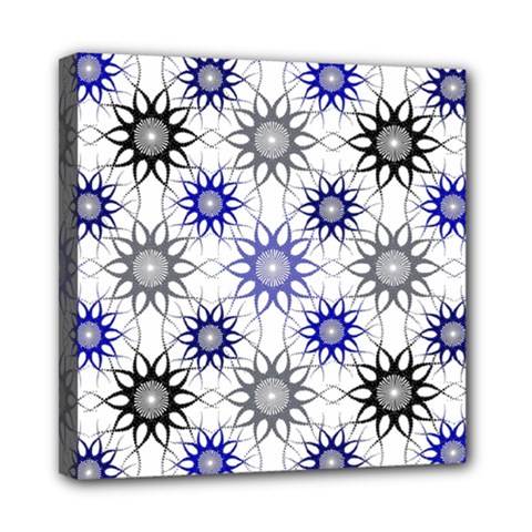 Pearl Pattern Floral Design Art Digital Seamless Blue Black Mini Canvas 8  X 8  (stretched) by Vaneshart