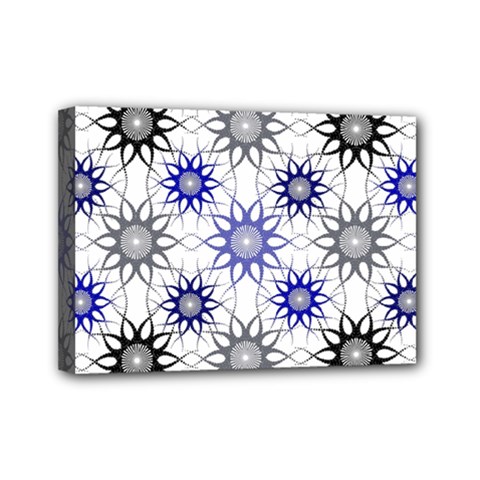 Pearl Pattern Floral Design Art Digital Seamless Blue Black Mini Canvas 7  X 5  (stretched) by Vaneshart