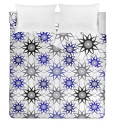 Pearl Pattern Floral Design Art Digital Seamless Blue Black Duvet Cover Double Side (queen Size) by Vaneshart