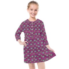 Sweet Fury Cats On Color Kids  Quarter Sleeve Shirt Dress