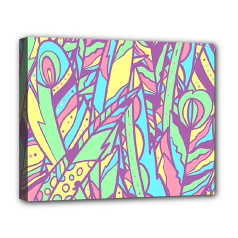 Feathers Pattern Deluxe Canvas 20  X 16  (stretched)