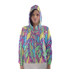 Feathers Pattern Women s Hooded Windbreaker