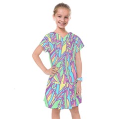 Feathers Pattern Kids  Drop Waist Dress