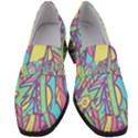 Feathers Pattern Women s Chunky Heel Loafers View1