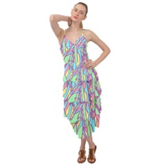 Feathers Pattern Layered Bottom Dress