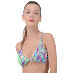 Feathers Pattern Knot Up Bikini Top