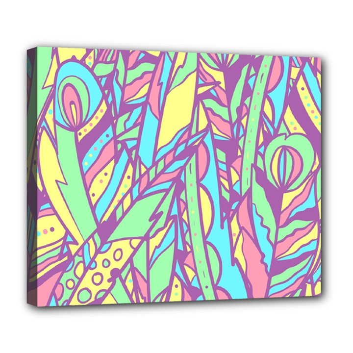 Feathers Pattern Deluxe Canvas 24  x 20  (Stretched)