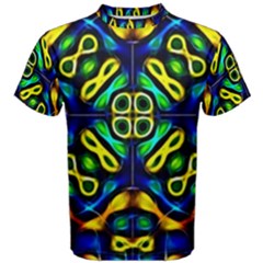 Pattern Geometric Glow Colors Lines Seamless Men s Cotton Tee