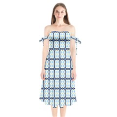 Pattern Design Art Scrapbooking Geometric Cubes Shoulder Tie Bardot Midi Dress by Vaneshart