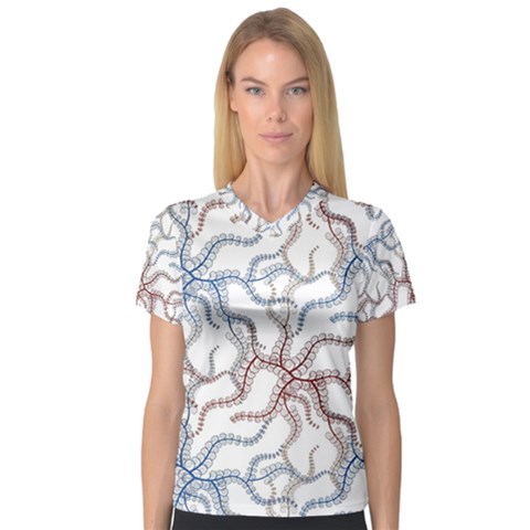 Pearl Pattern Floral Design Art Digital Seamless V-neck Sport Mesh Tee by Vaneshart