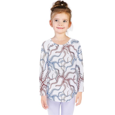 Pearl Pattern Floral Design Art Digital Seamless Kids  Long Sleeve Tee by Vaneshart