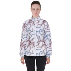 Pearl Pattern Floral Design Art Digital Seamless Women s High Neck Windbreaker by Vaneshart