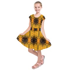 Pattern Wallpaper Background Yellow Amber Black Kids  Short Sleeve Dress