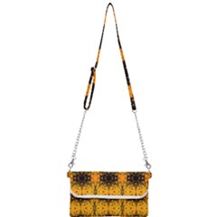 Pattern Wallpaper Background Yellow Amber Black Mini Crossbody Handbag by Vaneshart