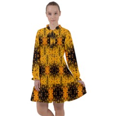 Pattern Wallpaper Background Yellow Amber Black All Frills Chiffon Dress by Vaneshart