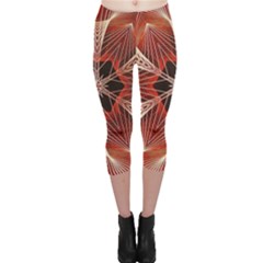 Star Pattern Red Abstract Capri Leggings 