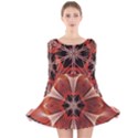 Star Pattern Red Abstract Long Sleeve Velvet Skater Dress View1