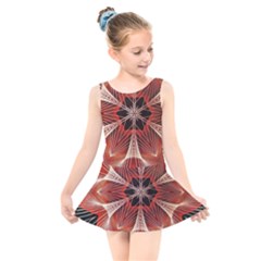 Star Pattern Red Abstract Kids  Skater Dress Swimsuit by Vaneshart