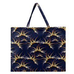 Pearl Pattern Floral Design Art Digital Seamless Zipper Large Tote Bag by Vaneshart