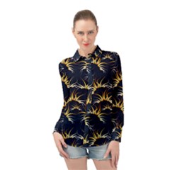 Pearl Pattern Floral Design Art Digital Seamless Long Sleeve Chiffon Shirt