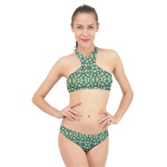 Pattern Abstract Paisley Swirls Artwork Creative Decoration Design Filigree High Neck Bikini Set by Vaneshart