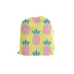 Summer Pineapple Seamless Pattern Drawstring Pouch (medium) by Sobalvarro