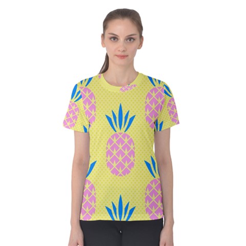 Summer Pineapple Seamless Pattern Women s Cotton Tee by Sobalvarro