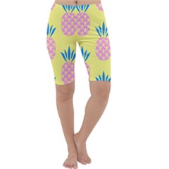 Summer Pineapple Seamless Pattern Cropped Leggings  by Sobalvarro