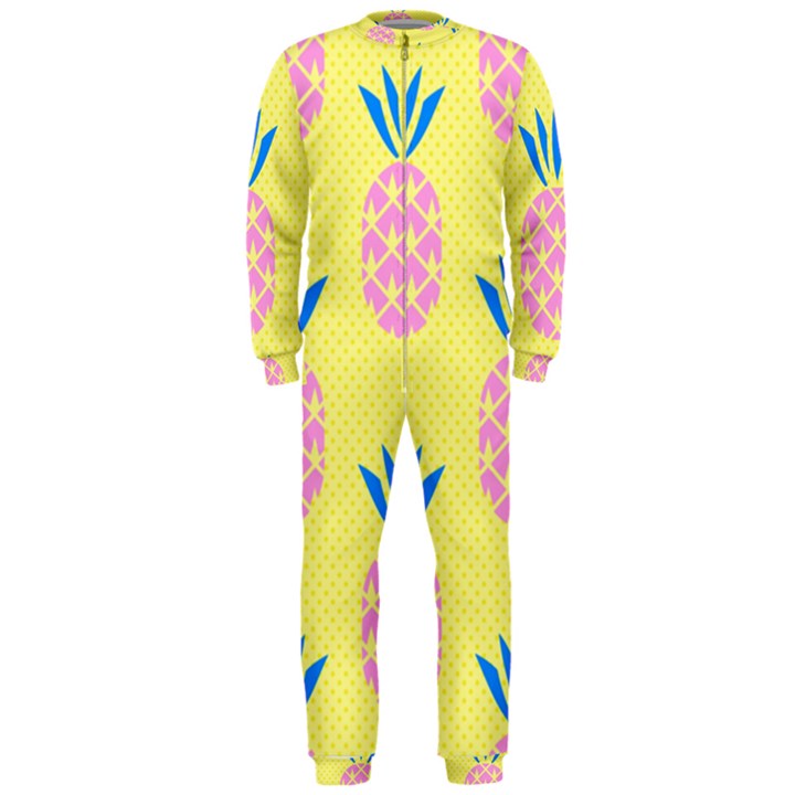 Summer Pineapple Seamless Pattern OnePiece Jumpsuit (Men) 