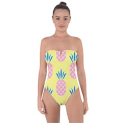 Summer Pineapple Seamless Pattern Tie Back One Piece Swimsuit by Sobalvarro