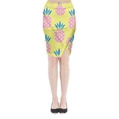 Summer Pineapple Seamless Pattern Midi Wrap Pencil Skirt by Sobalvarro