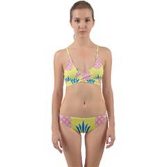 Summer Pineapple Seamless Pattern Wrap Around Bikini Set by Sobalvarro