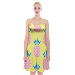 Summer Pineapple Seamless Pattern Spaghetti Strap Velvet Dress by Sobalvarro