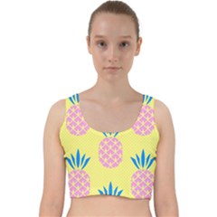 Summer Pineapple Seamless Pattern Velvet Racer Back Crop Top by Sobalvarro