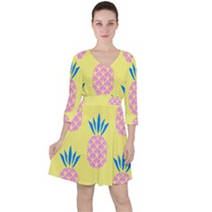 Summer Pineapple Seamless Pattern Ruffle Dress by Sobalvarro